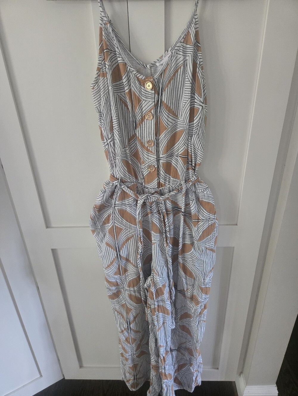 Tribal Jeans Cotton Belted Utility Jumpsuit (Size Small)
